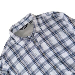 Eastern Mountain Sports Mens Blue Plaid Button Down Shirt Long Sleeve Size Large